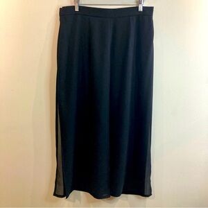 JOSEPH RIBKOFF Sz L Sheer Panels Wide Leg Zipper Closure Gaucho Pants Culottes